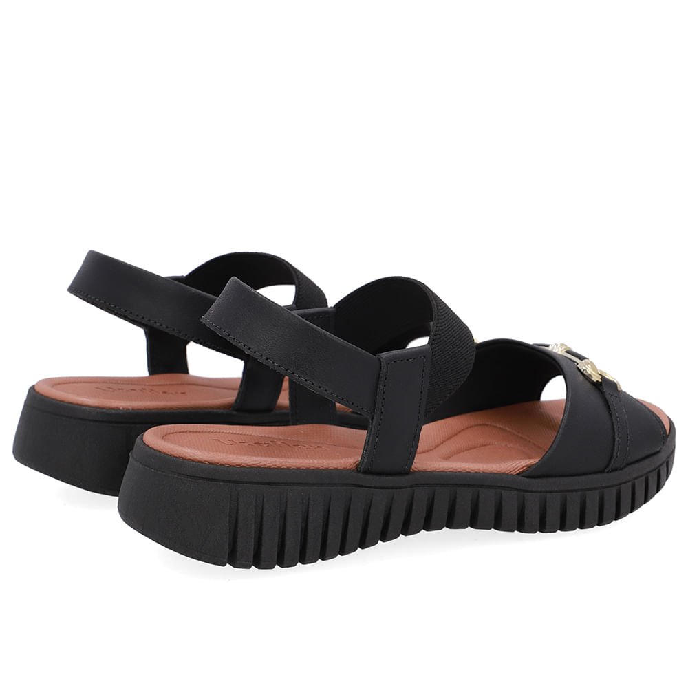 Sandália Enfeite Couro Preta Preto 3