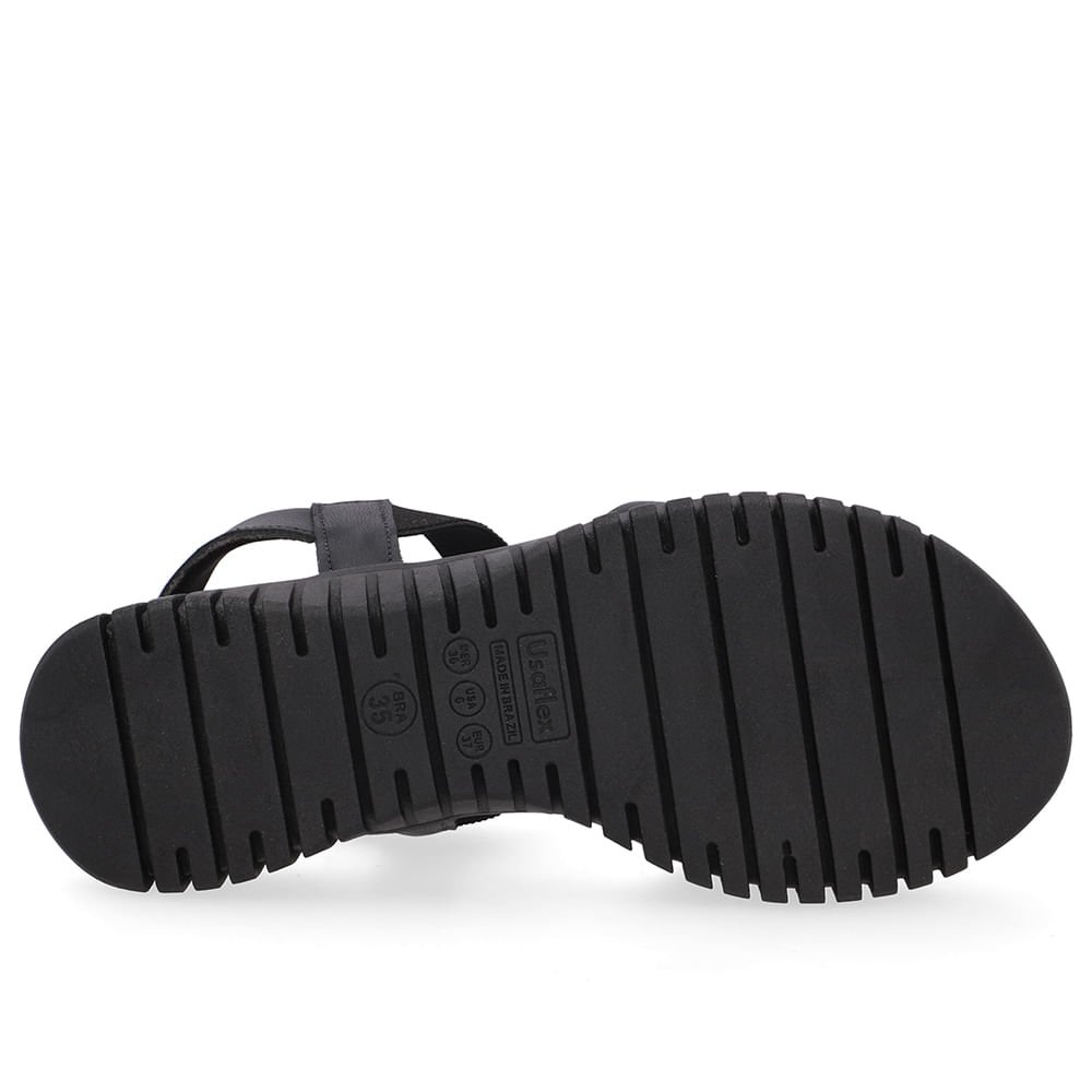 Sandália Enfeite Couro Preta Preto 5