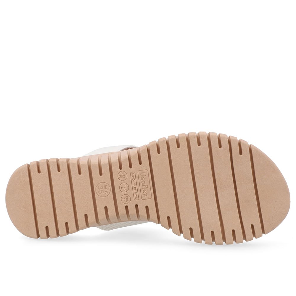 Tamanco Salto Baixo Couro Branco Marfim Enfeite Dourado Marfim/Dourado 5