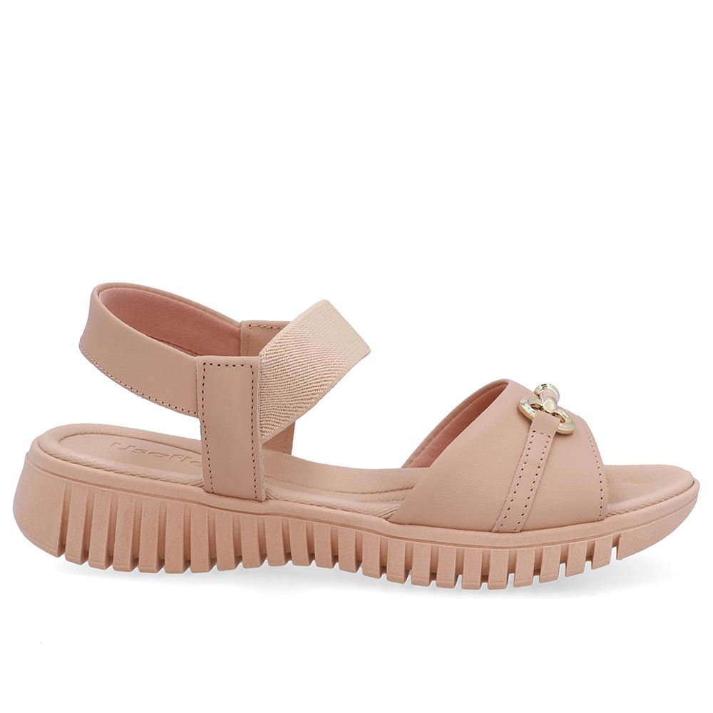 Sandália Enfeite Couro Bege