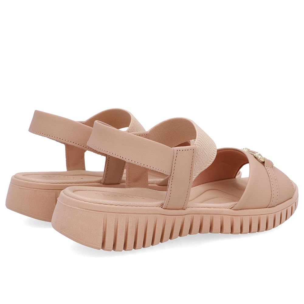 Sandália Enfeite Couro Bege Bege 3