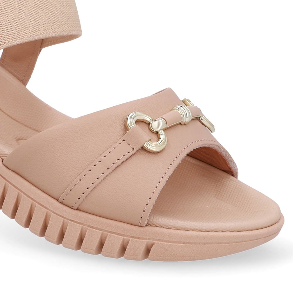 Sandália Enfeite Couro Bege Bege 4