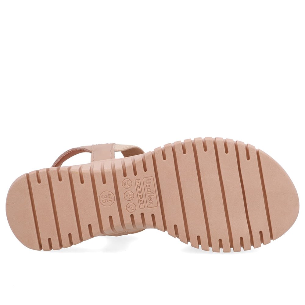 Sandália Enfeite Couro Bege Bege 5