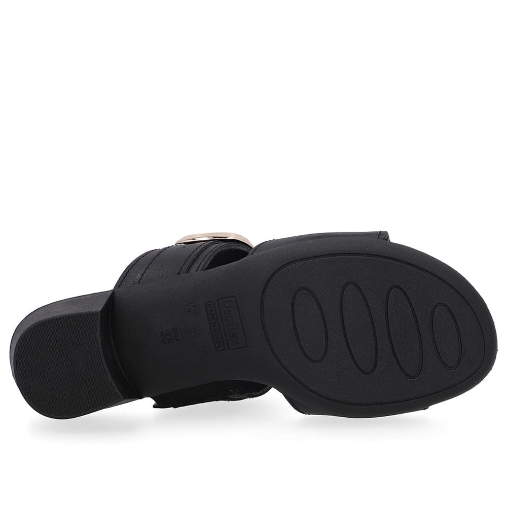 Tamanco Salto Bloco Couro Preto Fivela Preto 5