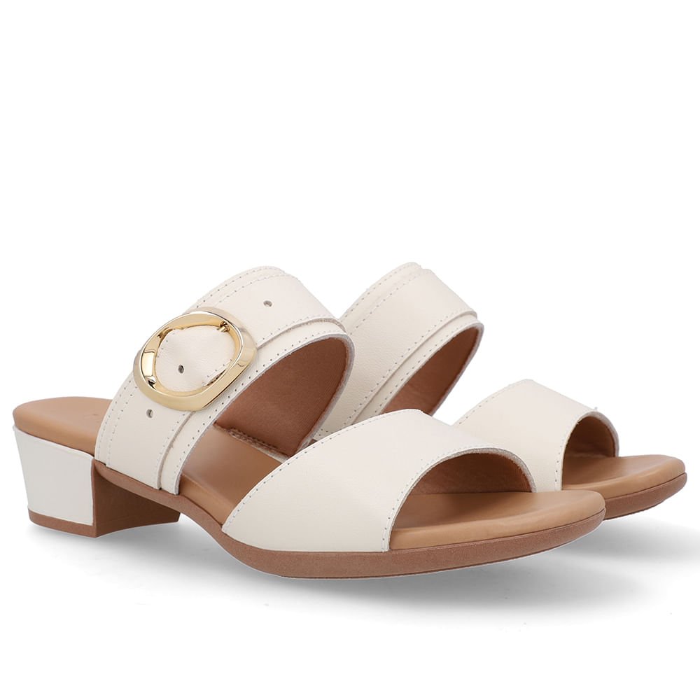 Tamanco Salto Bloco Couro Preto Fivela Off White 2