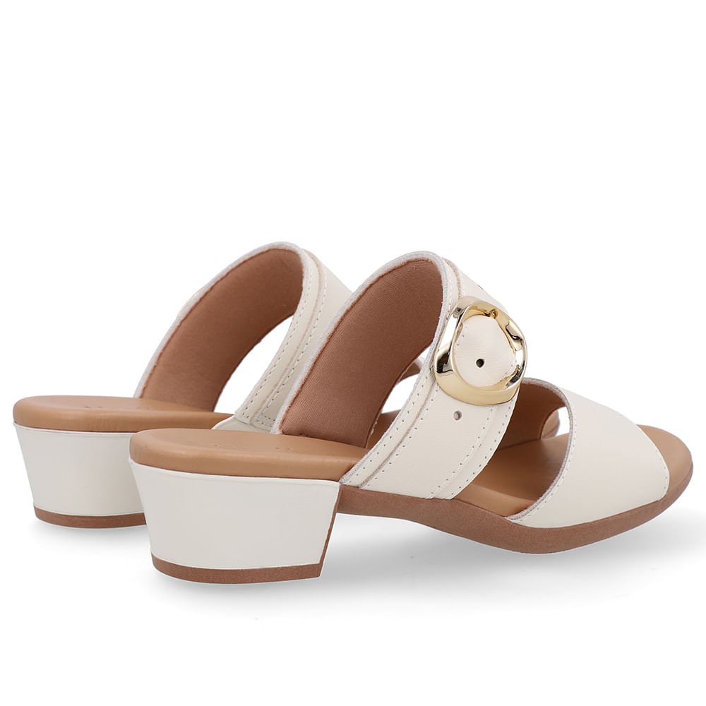 Tamanco Salto Bloco Couro Preto Fivela Off White 3