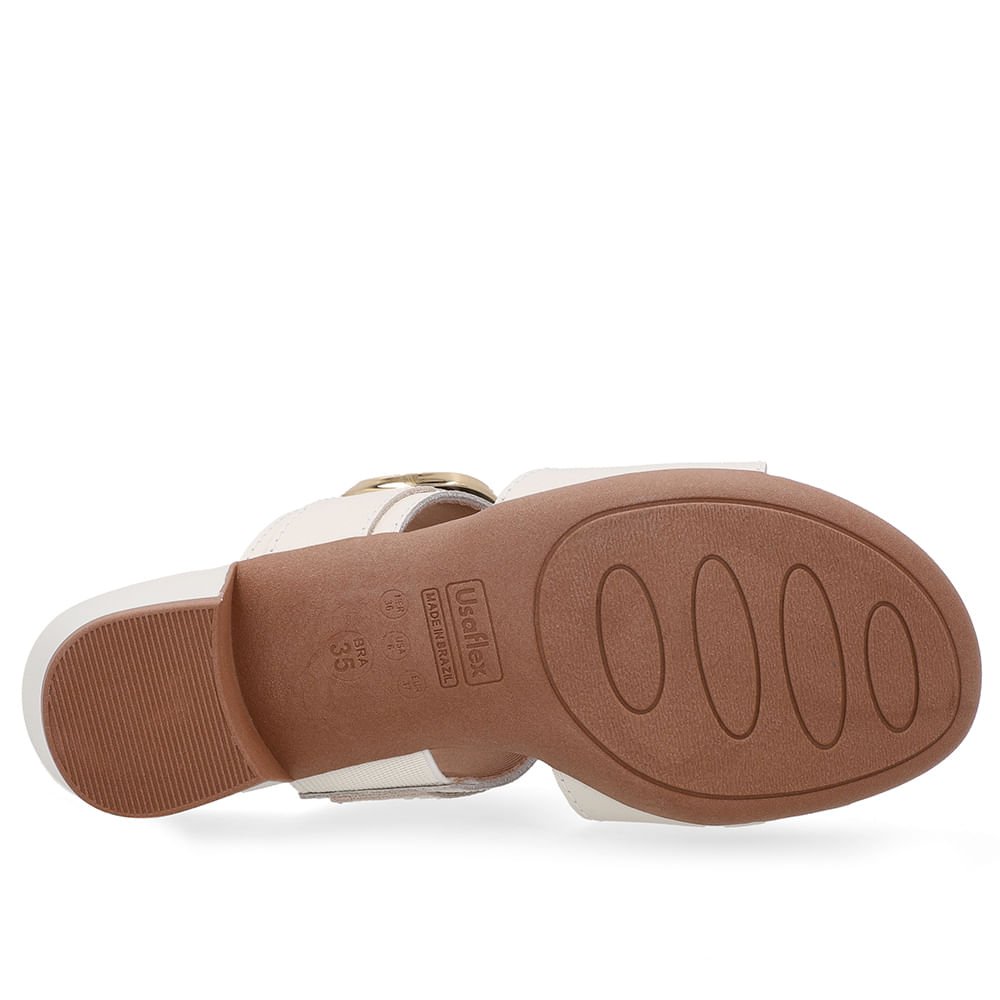 Tamanco Salto Bloco Couro Preto Fivela Off White 5