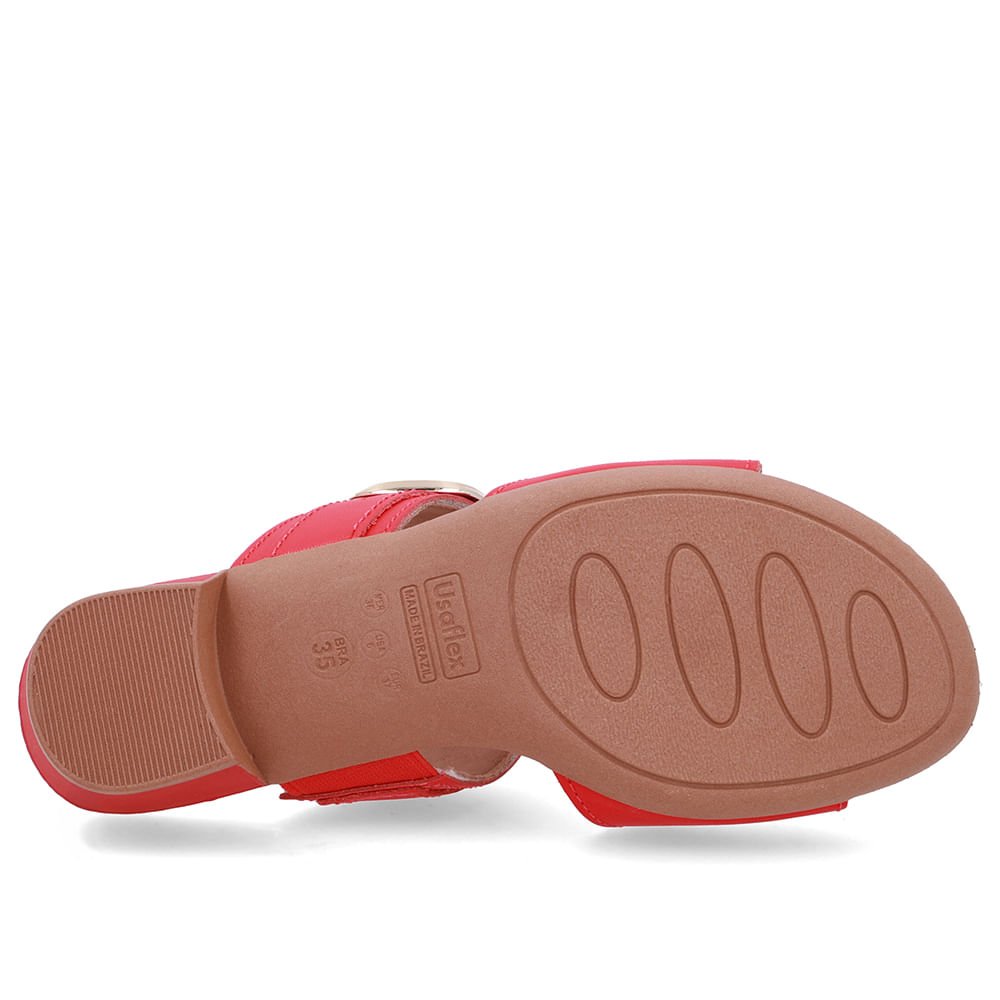 Tamanco Salto Bloco Couro Vermelho Fivela Vermelho 5