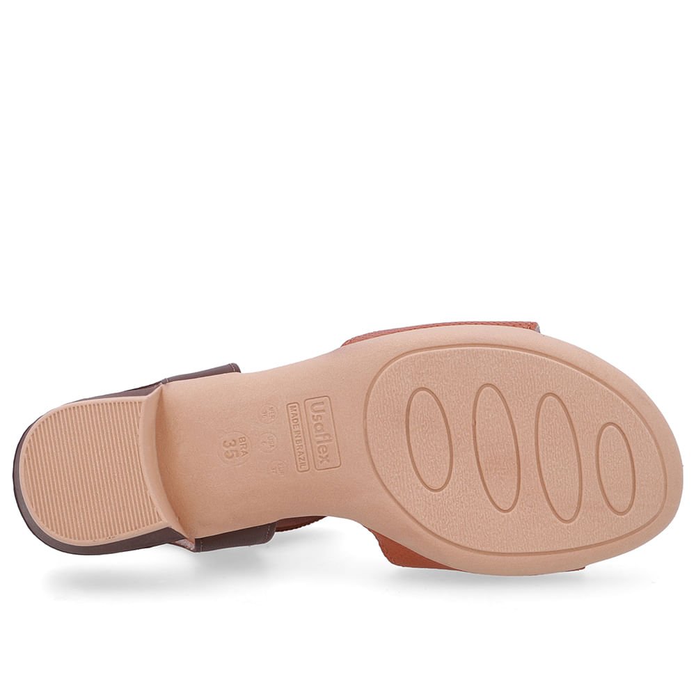 Sandália Salto Bloco Enfeite Couro Marrom Marrom 5