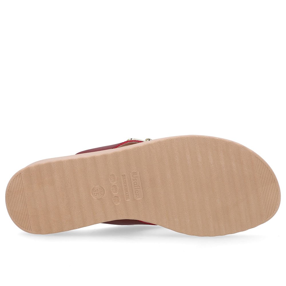Chinelo Salto Baixo Couro Vermelho Vermelho 5