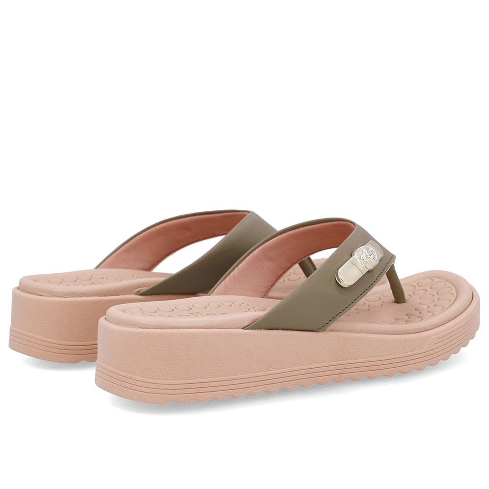 Chinelo Salto Baixo Couro Verde Verde 3