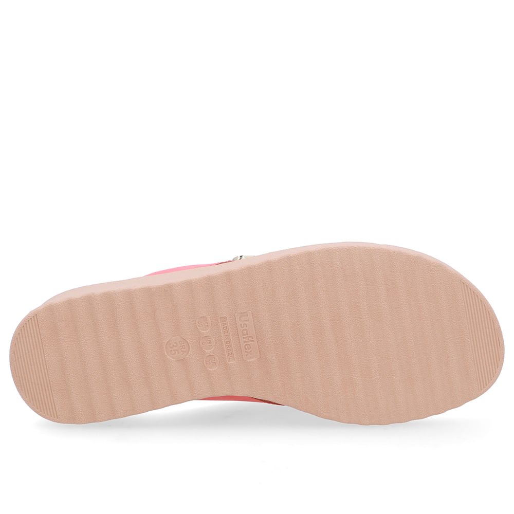 Chinelo Salto Baixo Couro Laranja Rosa 5