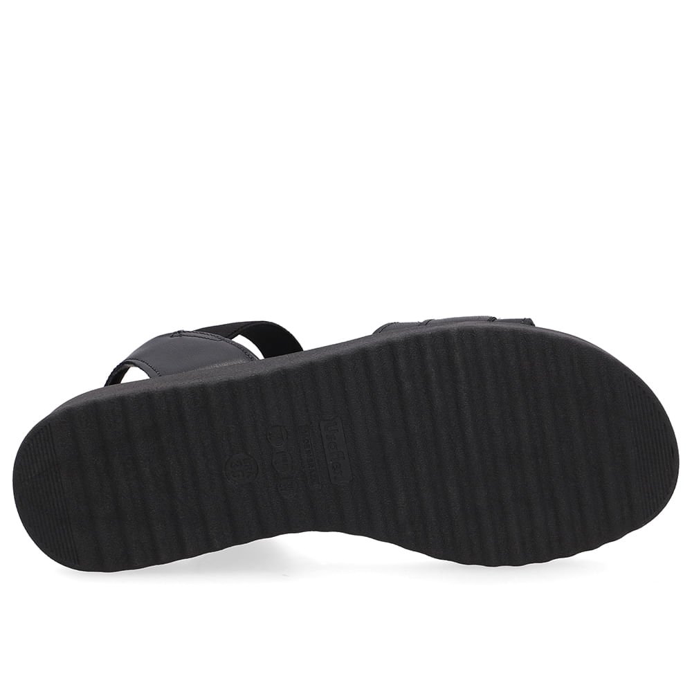 Sandália Salto Anabela Fivela Couro Preta Preto 5