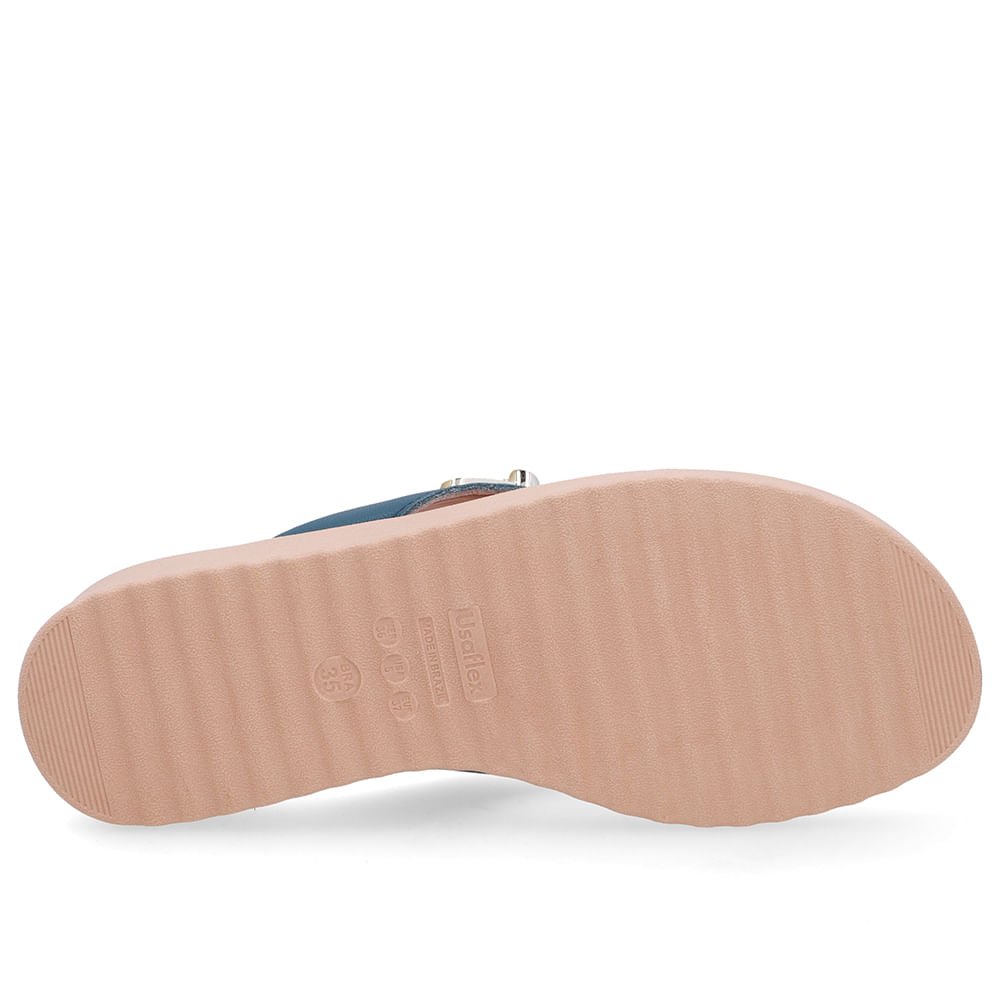 Chinelo Salto Baixo Couro Azul Azul 5