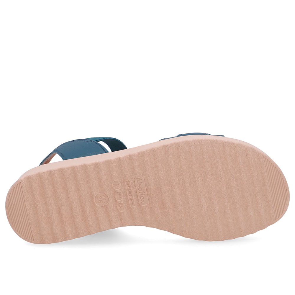 Sandália Salto Anabela Fivela Couro Azul Azul 5