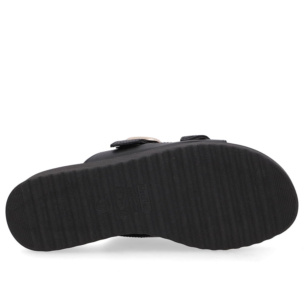 Tamanco Salto Anabela Couro Preto Fivelas Preto 5