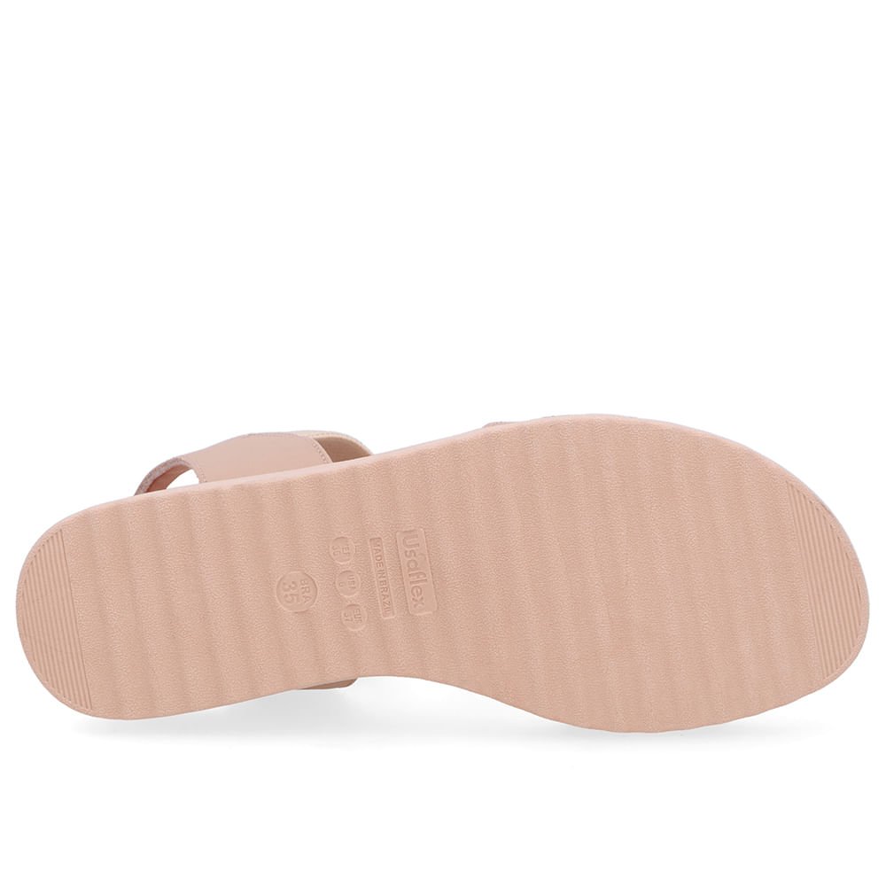 Sandália Salto Anabela Fivela Couro Bege Bege 5