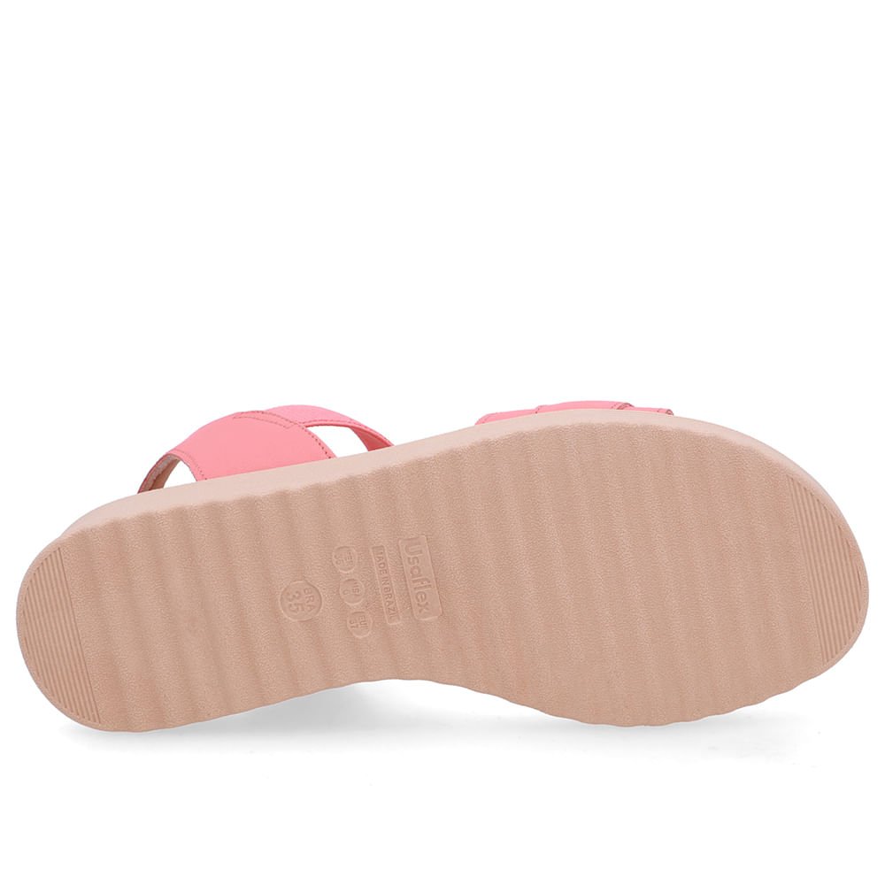 Sandália Salto Anabela Fivela Couro Laranja Rosa 5