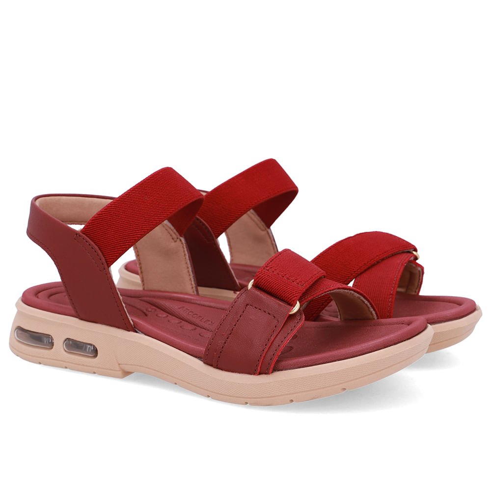 Sandália Salto Baixo Elástico Vermelho Vermelho 2