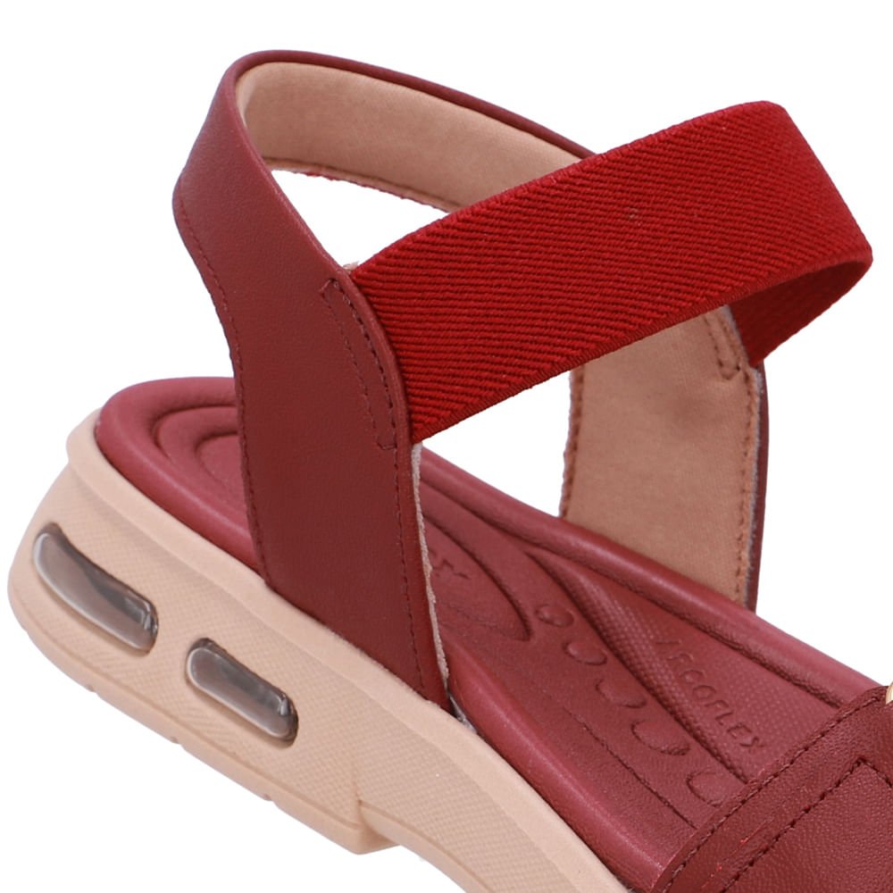 Sandália Salto Baixo Elástico Vermelho Vermelho 4