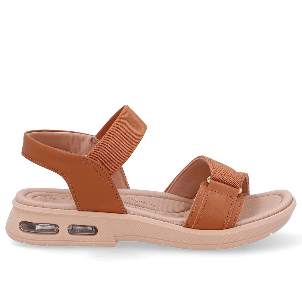 Sandália Salto Baixo Elástico Marrom