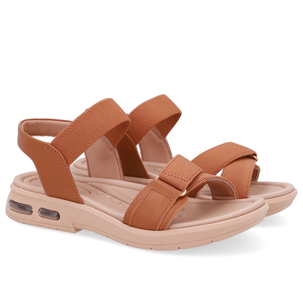 Sandália Salto Baixo Elástico Marrom Marrom 2