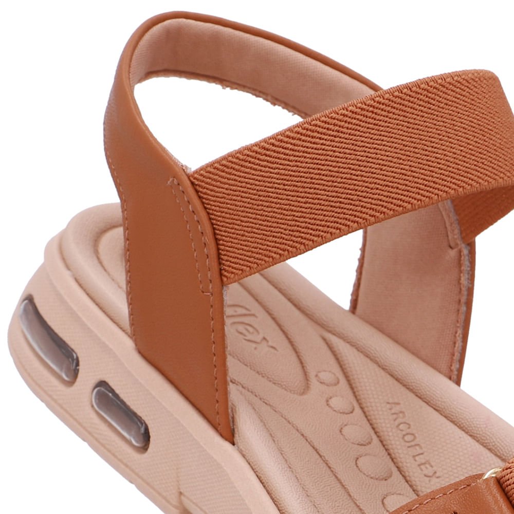 Sandália Salto Baixo Elástico Marrom Marrom 4