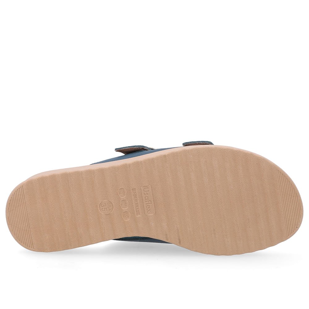 Tamanco Salto Anabela Couro Azul Fivelas Azul 5