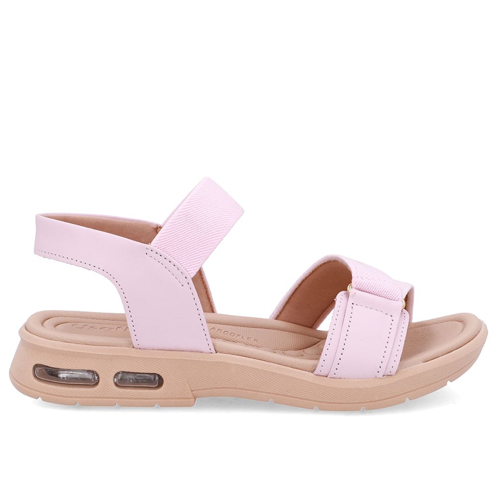 Sandália Salto Baixo Elástico Rosa