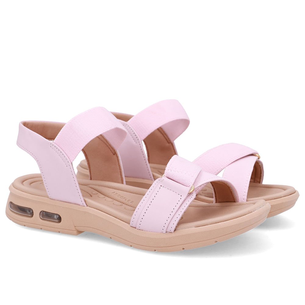 Sandália Salto Baixo Elástico Rosa Rosa 2