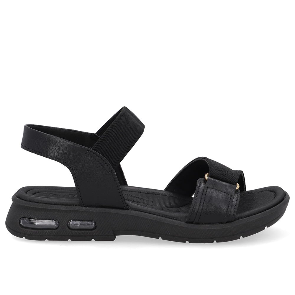 Sandália Salto Baixo Elástico Preta