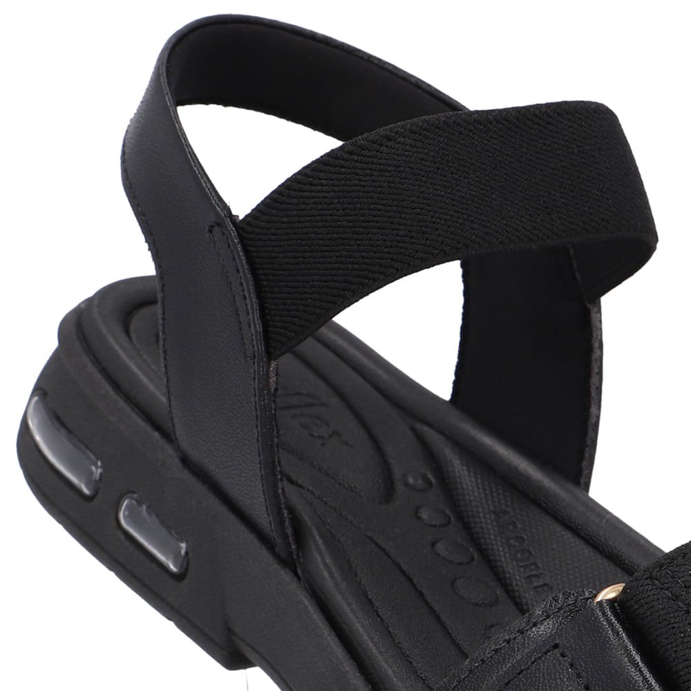 Sandália Salto Baixo Elástico Preta Preto 4