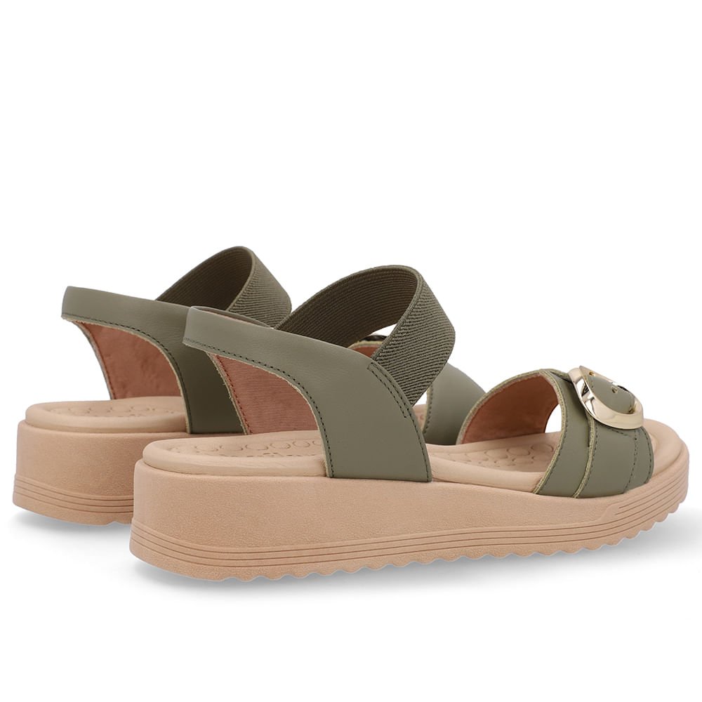 Sandália Salto Anabela Fivela Couro Verde Verde 3