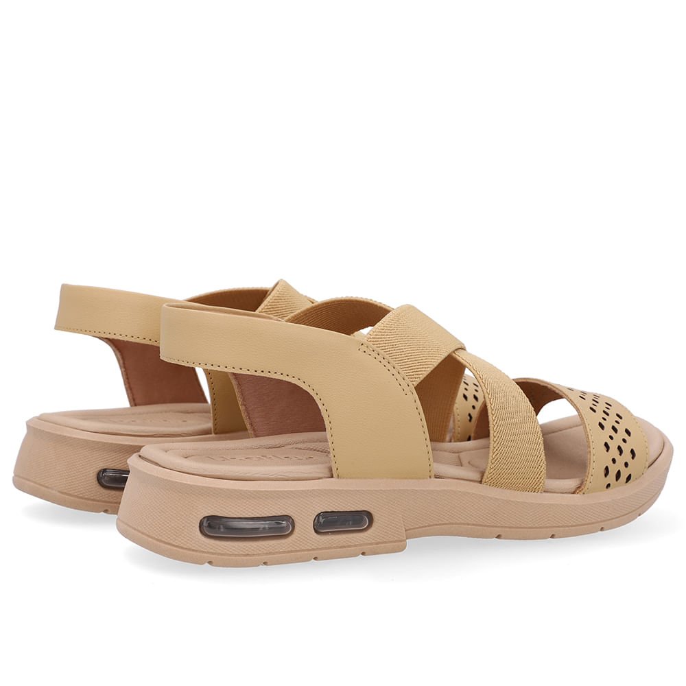 Sandália Tira Elástico Cruzado Bege Creme Laser Creme 3