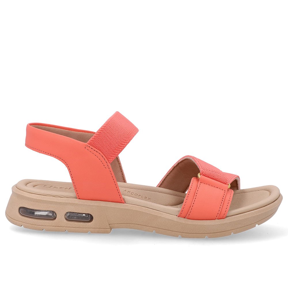 Sandália Salto Baixo Elástico Laranja