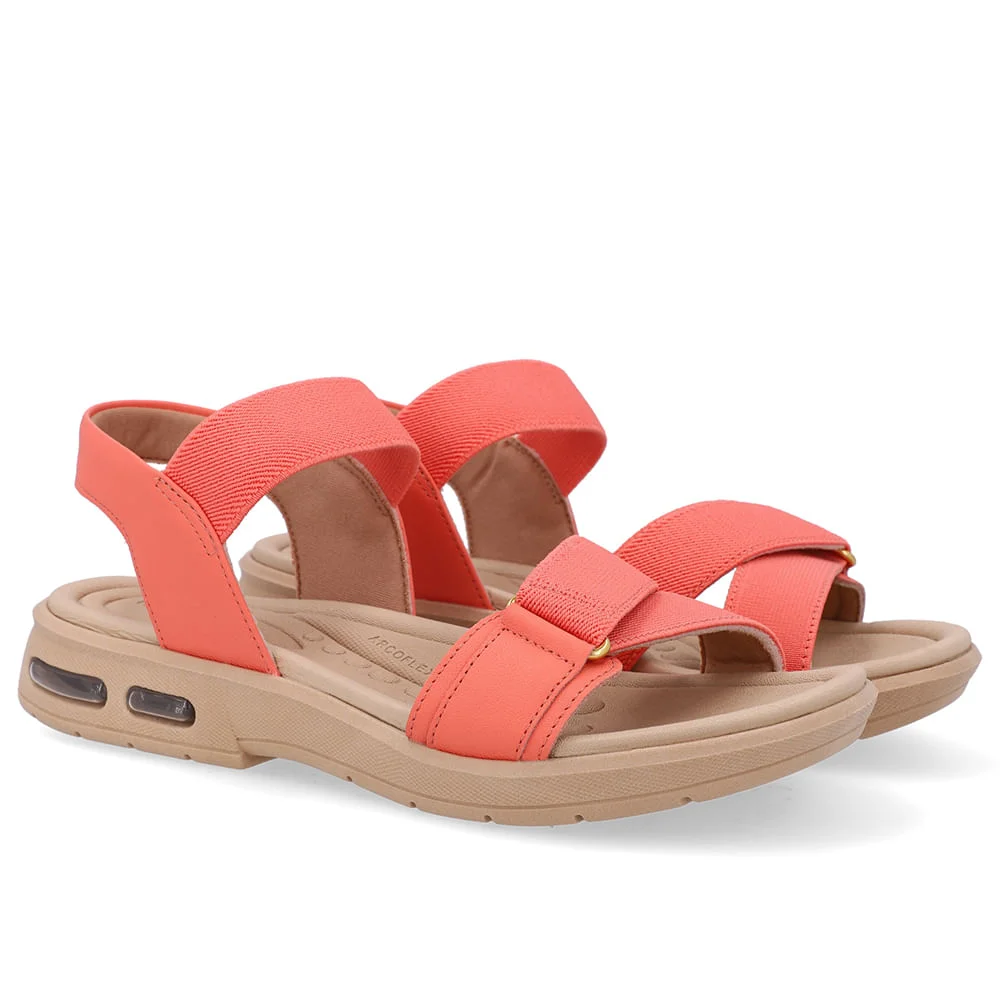 Sandália Salto Baixo Elástico Laranja Laranja 2