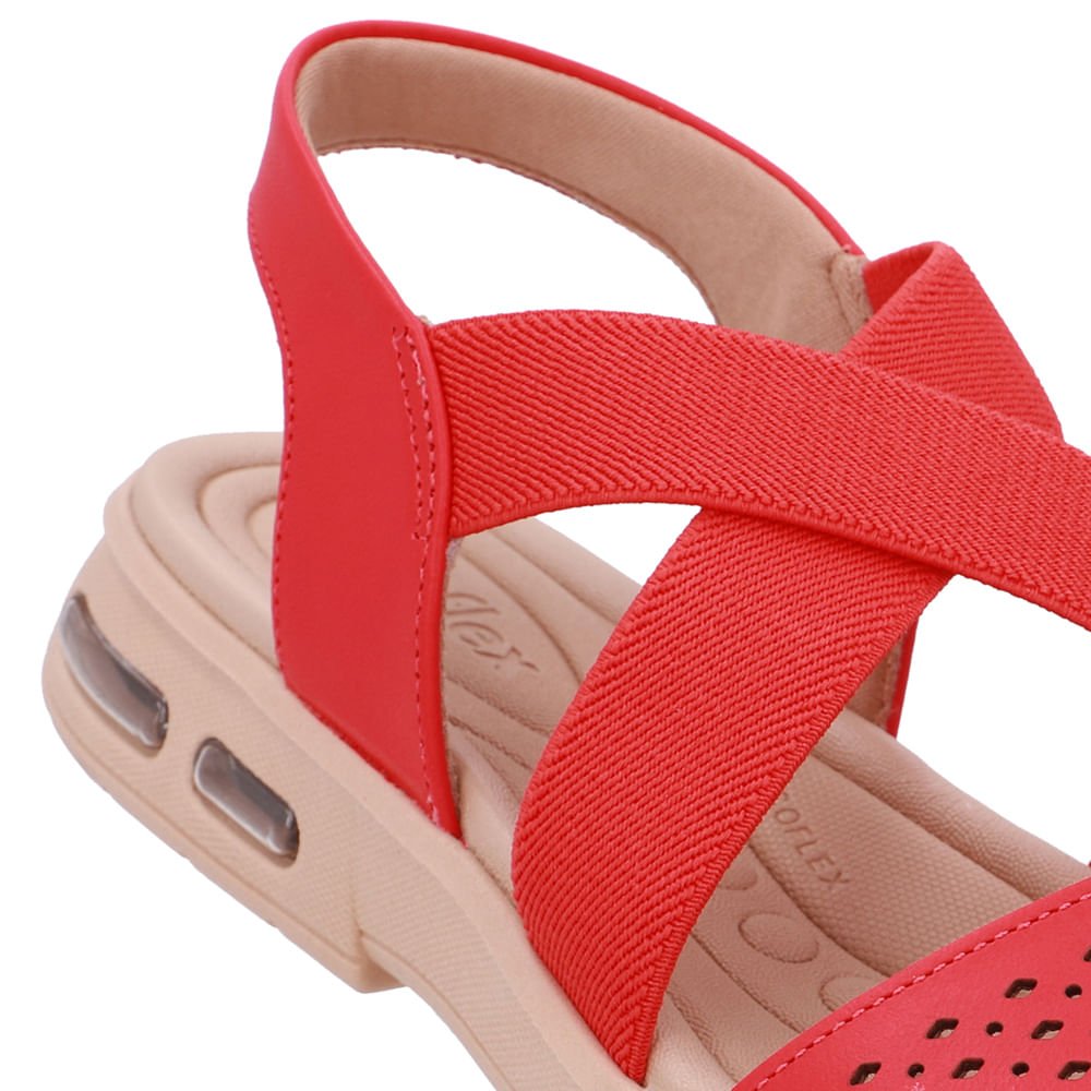 Sandália Tira Elástico Cruzado Vermelha Laser Vermelho 4