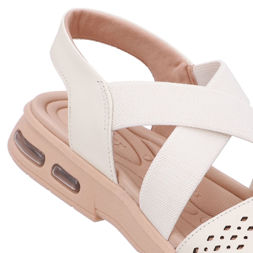 Sandália Tira Elástico Cruzado Branca Marfim Laser Marfim 4