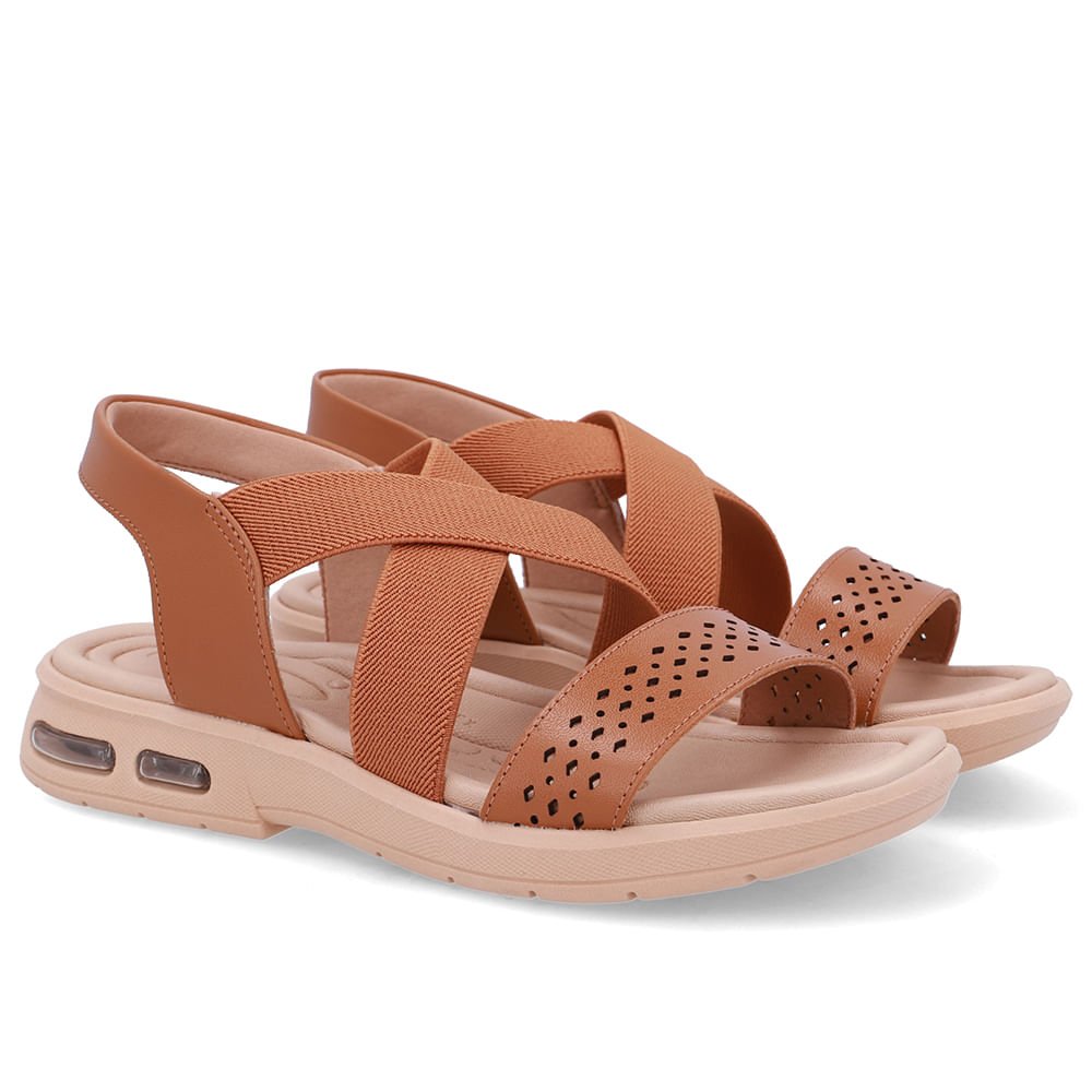 Sandália Tira Elástico Cruzado Marrom Laser Marrom 2