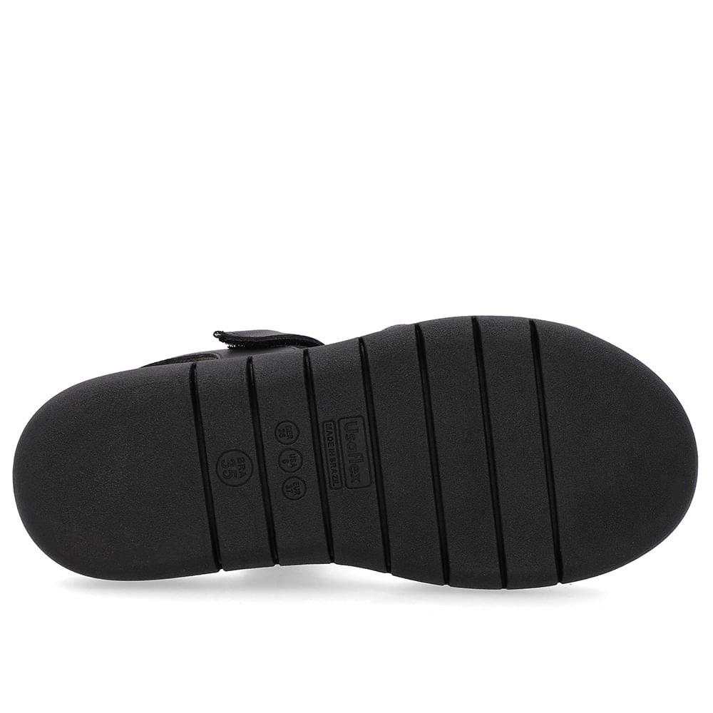 Sandália Salto Plataforma Couro Preta Fecho-Flex Preto 5