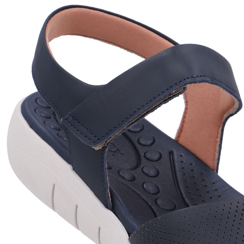 Sandália Salto Plataforma Couro Azul Fecho-Flex Azul 4