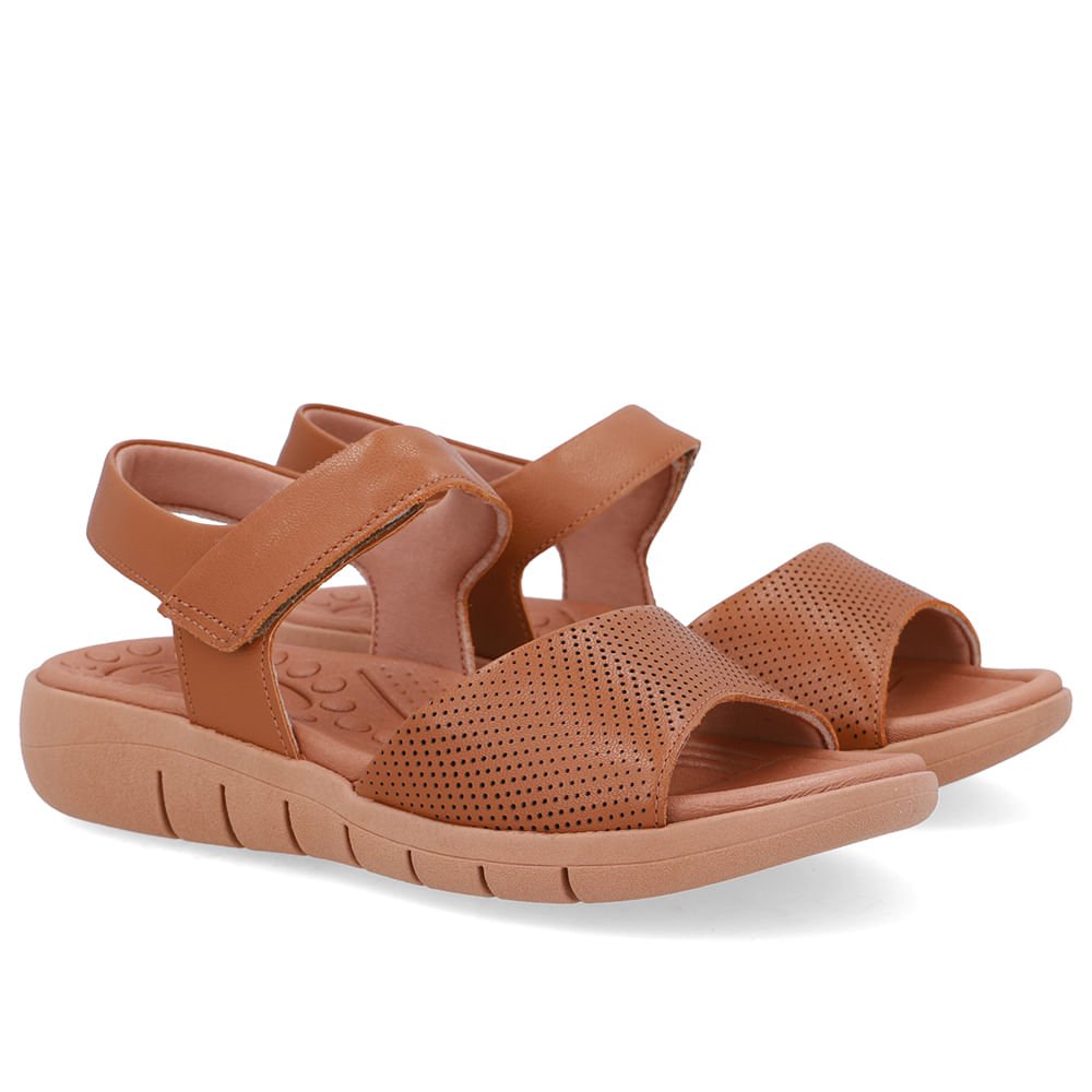 Sandália Salto Plataforma Couro Marrom Fecho-Flex Marrom 2