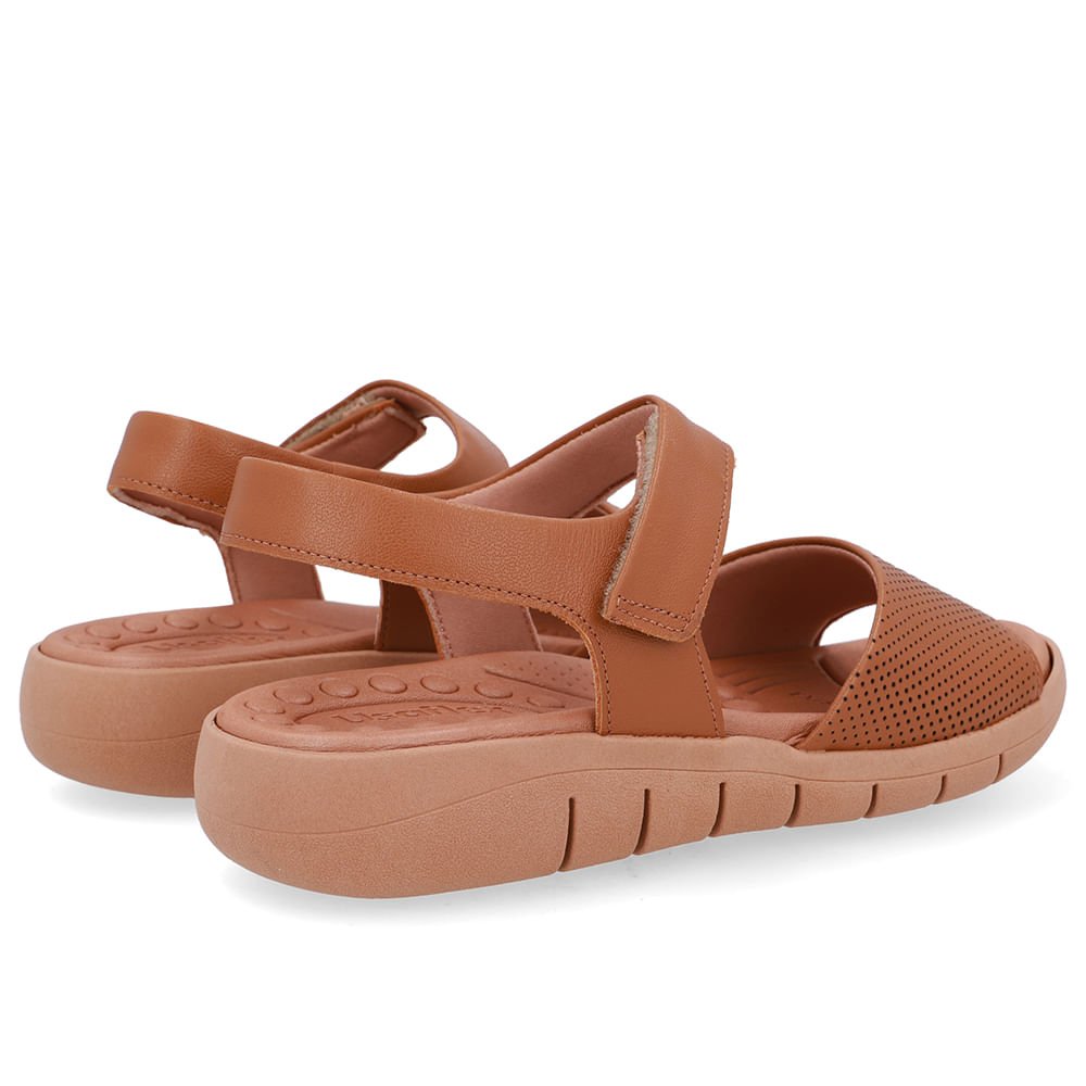 Sandália Salto Plataforma Couro Marrom Fecho-Flex Marrom 3