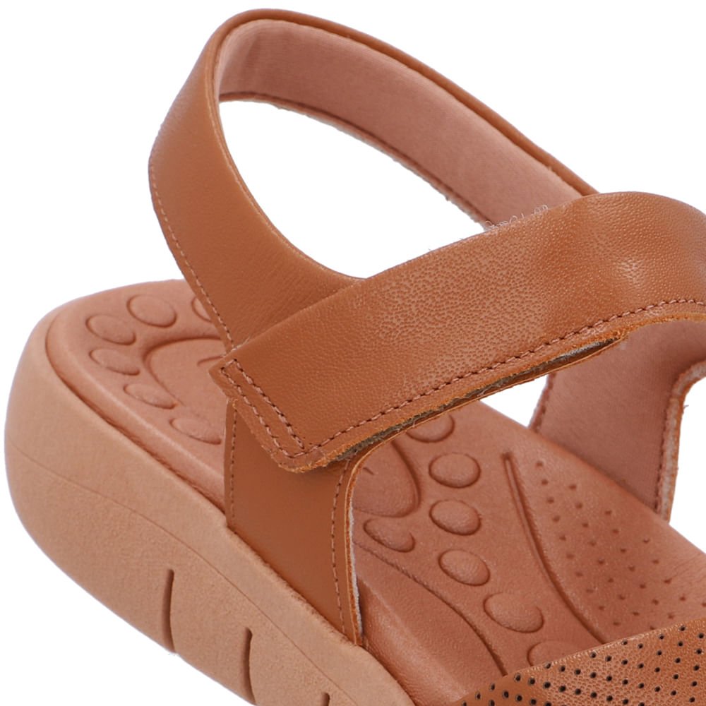 Sandália Salto Plataforma Couro Marrom Fecho-Flex Marrom 4