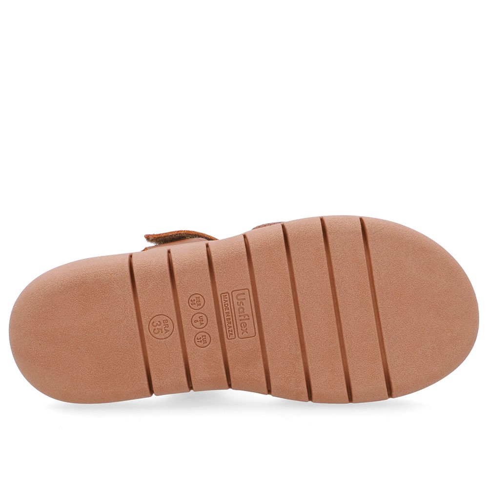 Sandália Salto Plataforma Couro Marrom Fecho-Flex Marrom 5