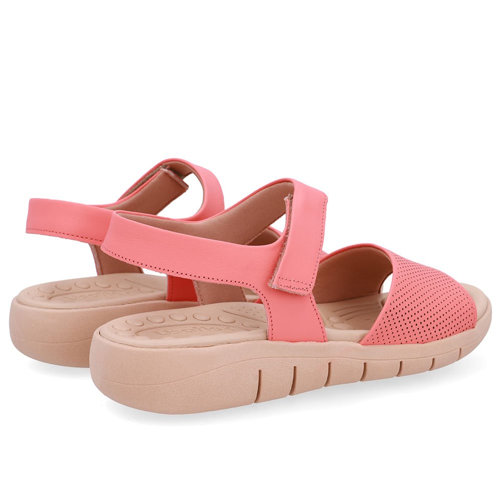 Sandália Salto Plataforma Couro Laranja Fecho-Flex Rosa 3