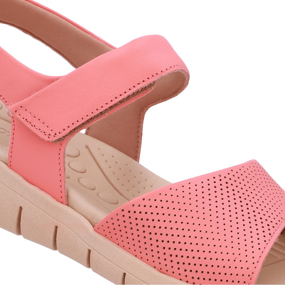 Sandália Salto Plataforma Couro Laranja Fecho-Flex Rosa 4
