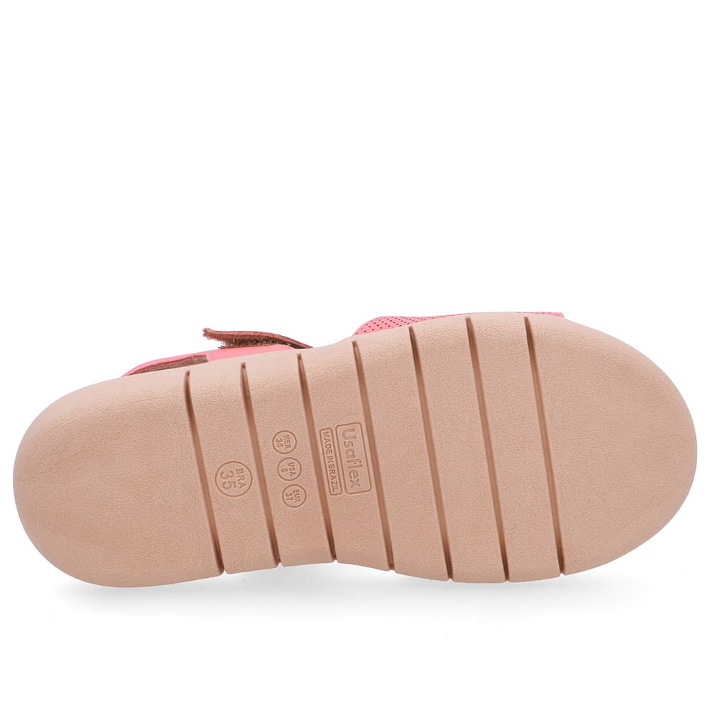 Sandália Salto Plataforma Couro Laranja Fecho-Flex Rosa 5