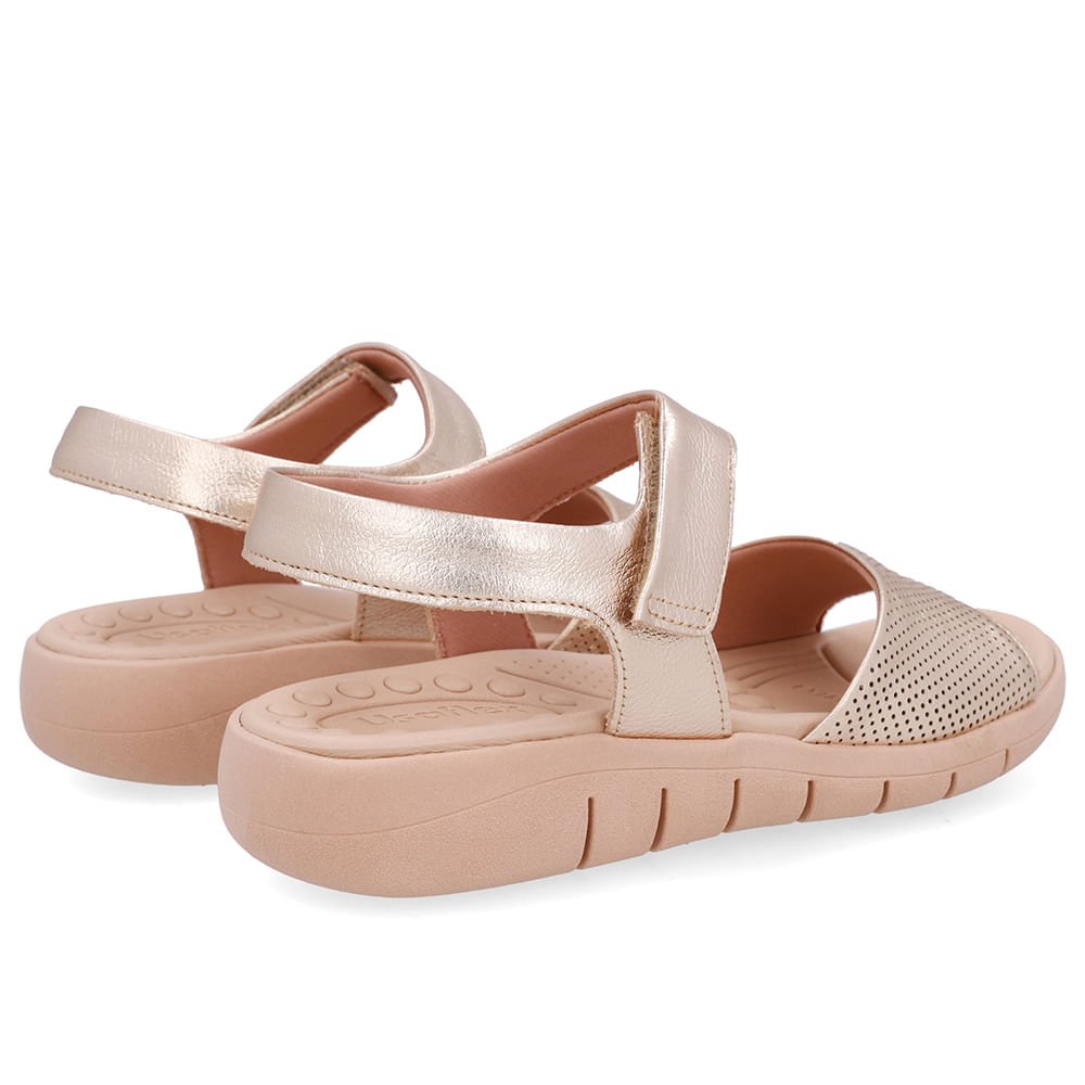 Sandália Salto Plataforma Couro Dourada Fecho-Flex Dourado 3