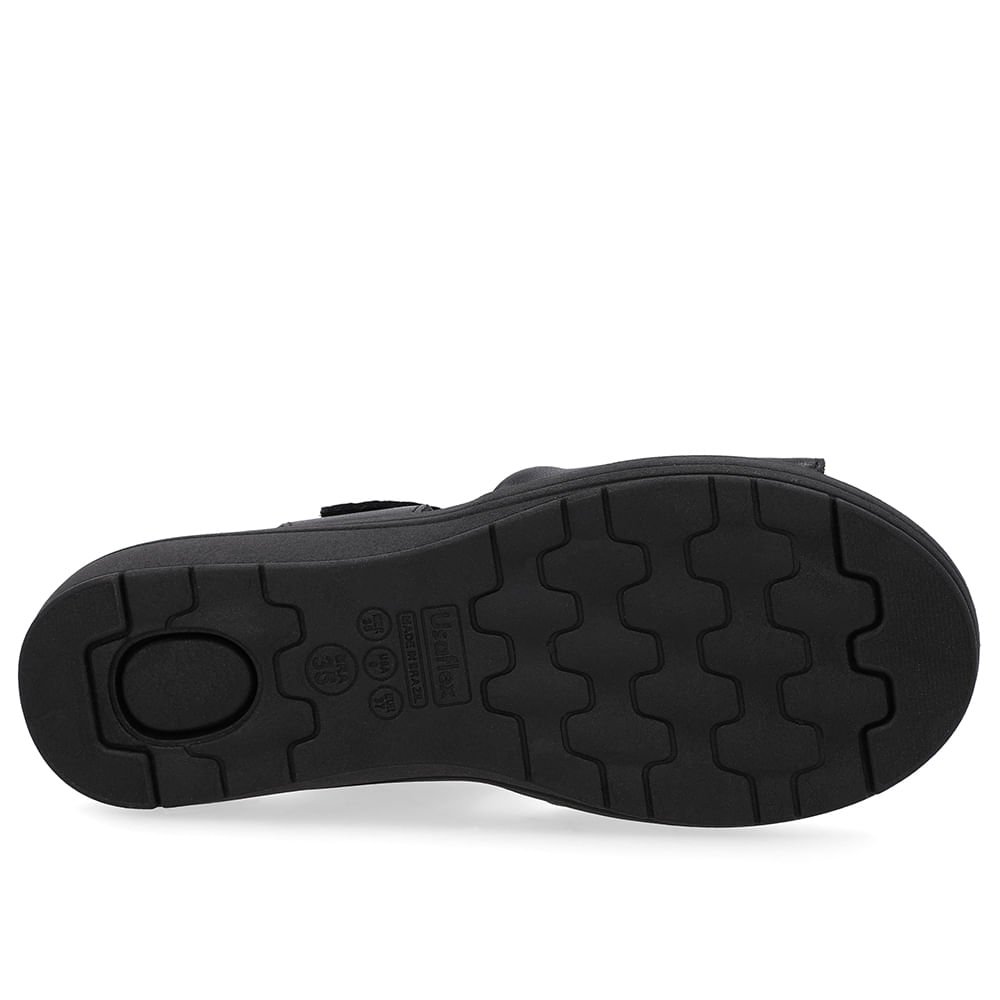 Sandália Salto Anabela Couro Preta Fecho-Flex Preto 5